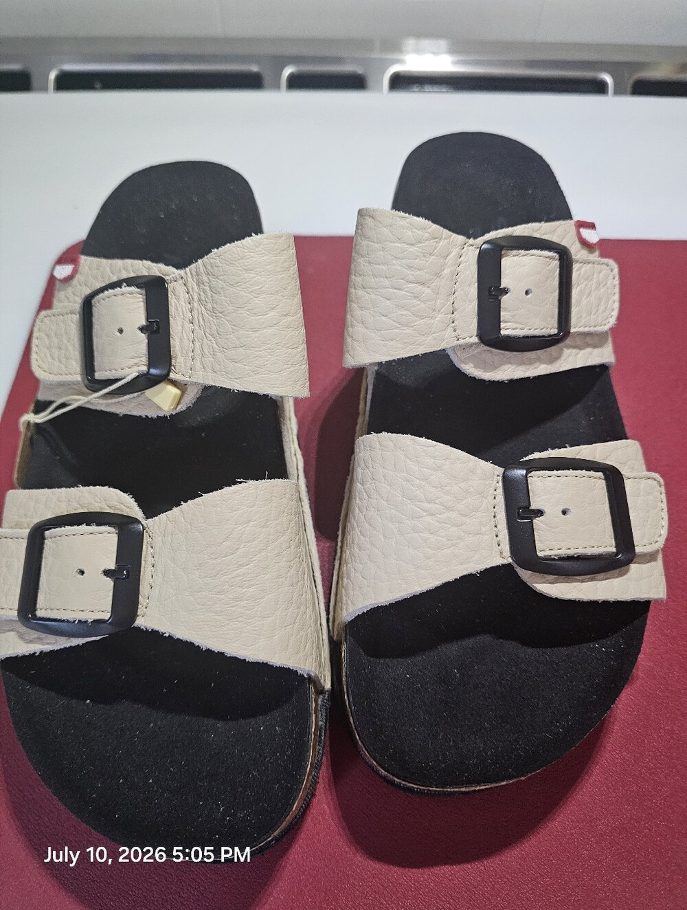 NWT On FOOT Naoshima Sandal; Beige,  Double-Buckle size 38 - 7.5